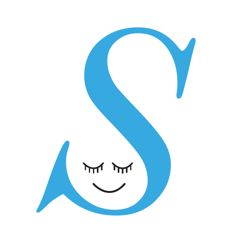 logo med blått S, i nedre delen av s:et finns ett sovande ansikte
